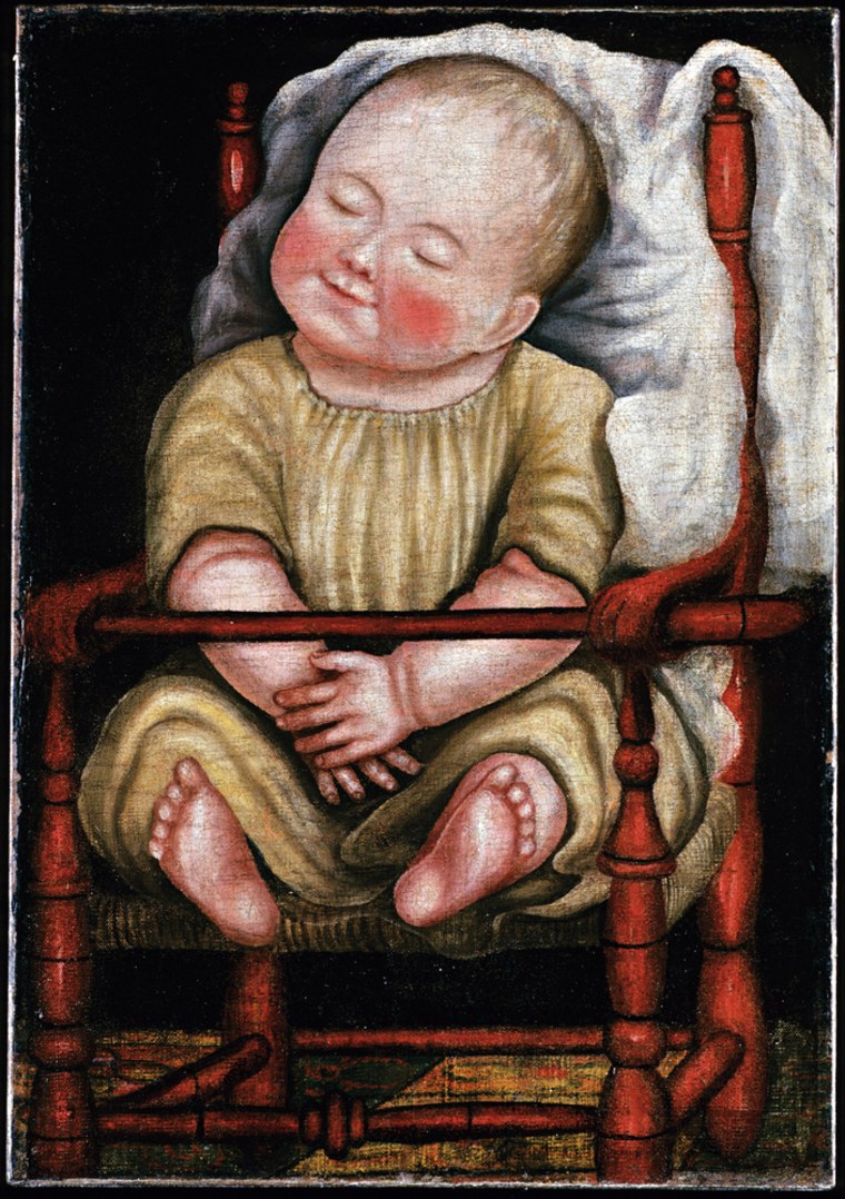 This folk art painting of a baby in a red chair is on display at the Abby Aldrich Folk Art Museum, in Williamsburg, Va. The Museum re-opened earlier in 2007 after a two-year, $6 million expansion project with 11 galleries in 10,400 square feet of exhibition space. The museum has more than 3,000 folk art objects from the 18th, 19th and 20th centuries.