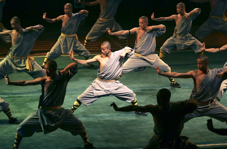 File photo of Chinese Shaolin monks performing during a show in Chongqing