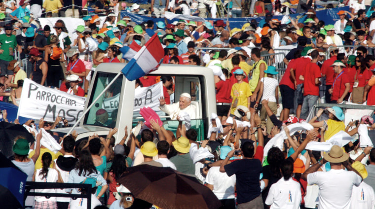 Pope Benedict XVI celebrates the mass for the youth in Montorso
