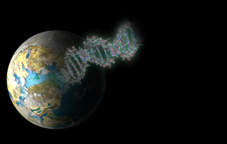 How did DNA get its start on Earth? A new computer model indicates that clouds of adenine molecules, a component of DNA, can form and survive the harsh conditions of space — and possibly sprinkle onto planets.