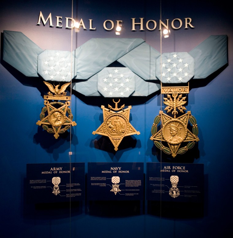A display at the Congressional Medal of Honor Museum shows the various Medals of Honor on the USS Yorktown on Monday, May 21, 2007, in Charleston, S.C. The renovated $1.5 million Congressional Medal of Honor Museum opens this Memorial Day weekend. About half of the 111 living medal recipients are expected to be on hand at the museum. (AP Photos/Alice Keeney)