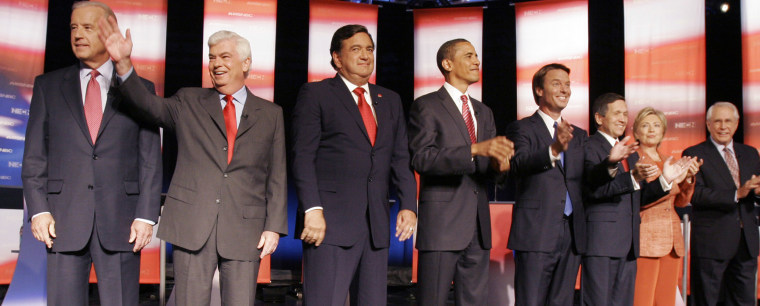 Joe Biden, Christopher Dodd, Bill Richardson, Barack Obama, John Edwards, Dennis Kucinich, Hillary Rodham Clinton, Mike Gravel