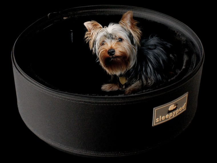 The SleepyPod carrier is a plush personal space for your dog or cat, with an adjustable top, nylon exterior and faux fur interior. 