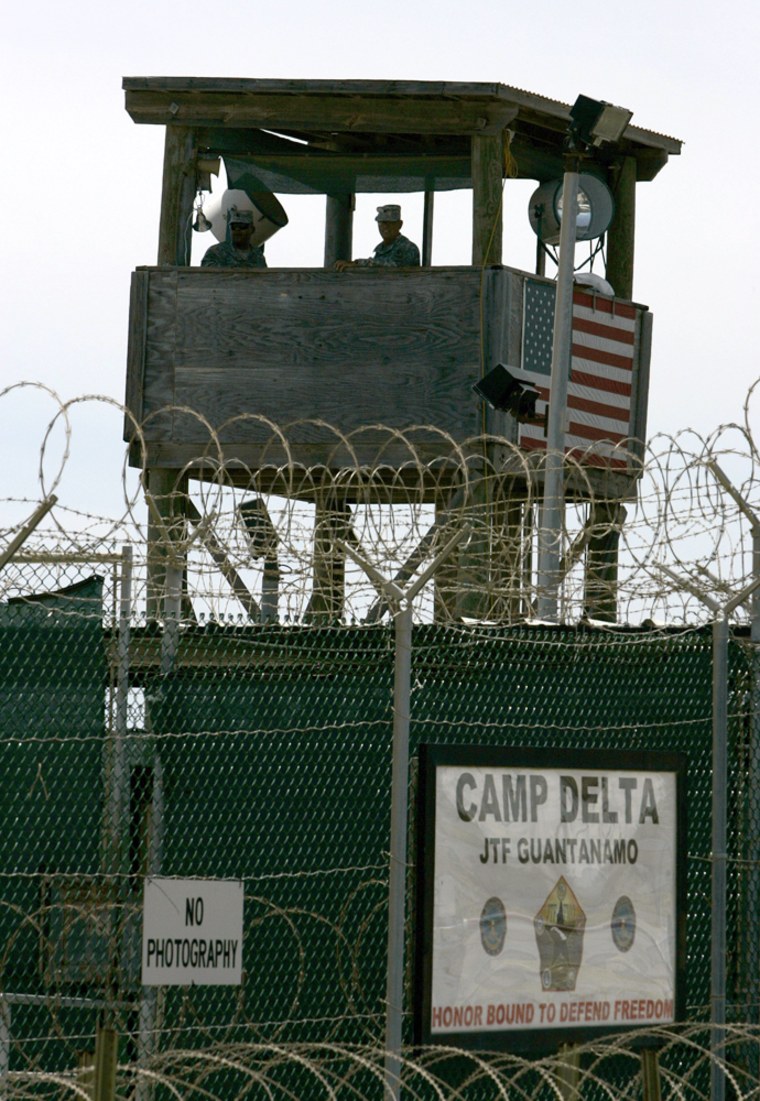 A guard tower is shown at Camp Delta at the Guantanamo Bay Naval Station in Guantanamo Bay