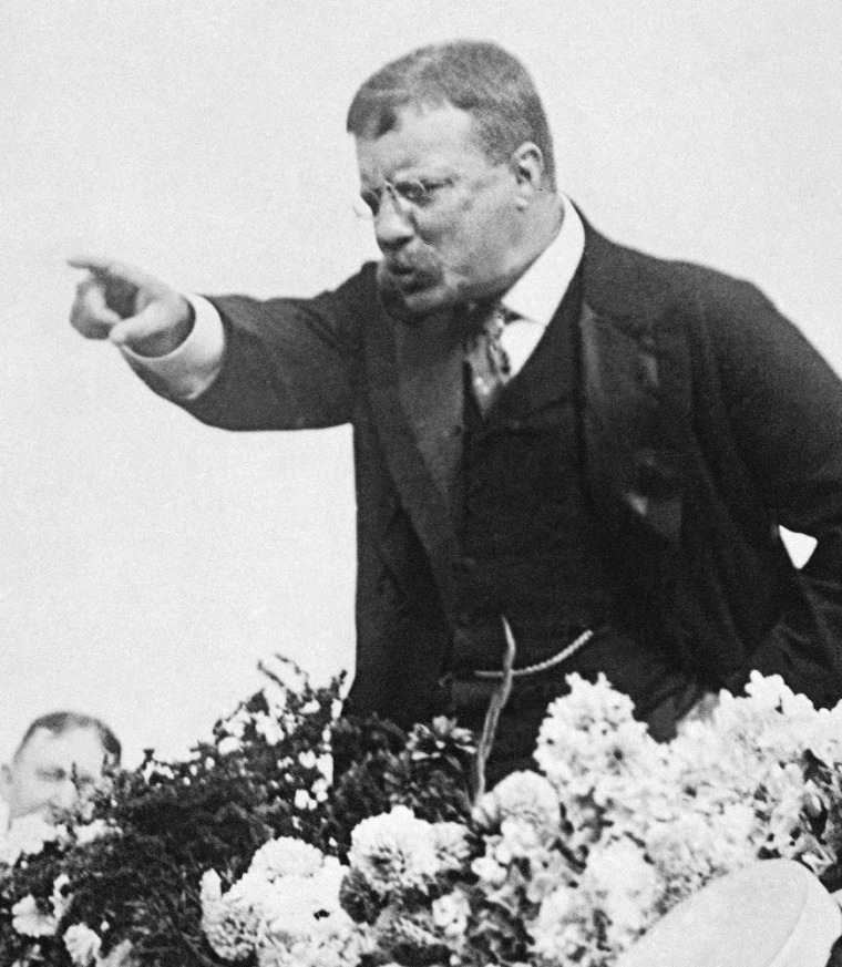 Theodore Roosevelt, shown here during the 1900 campaign when he won the vice presidency. Roosevelt won the Nobel Peace Prize in 1907.