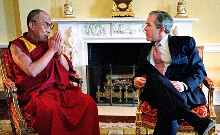 President Bush welcomes the Dalai Lama to the White House in May, 2001.