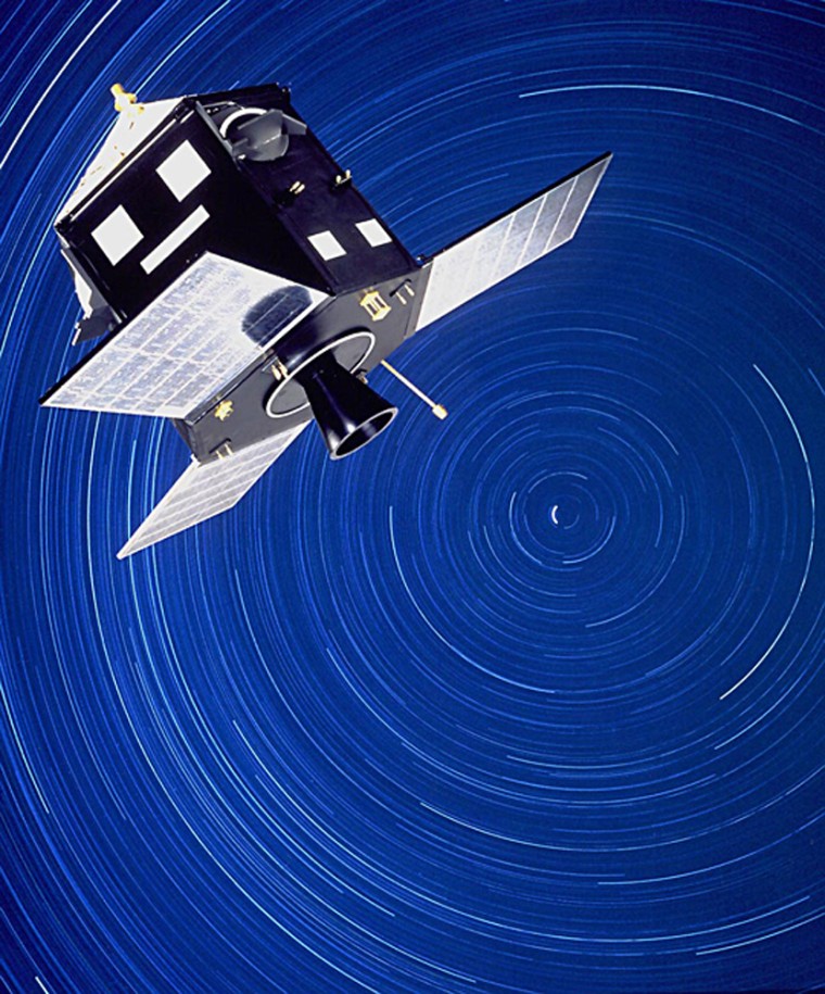 An artist's rendition of the satellite Hipparcos imaging the sky's stars. 