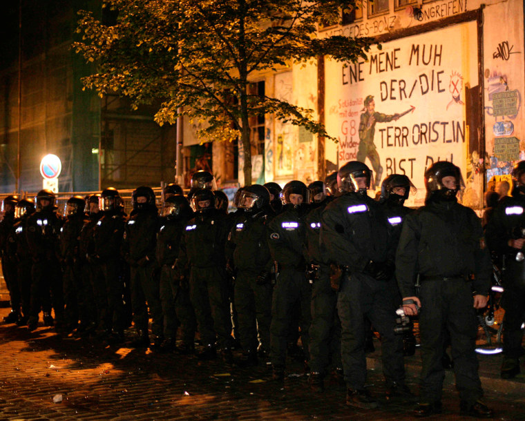 Police prepare for demonstrations in Hamburg, Germany, Wednesday, against the upcoming G-8 summit.