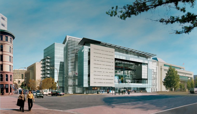 This computer generated sketch shows the new Newseum, a journalism museum set to open in the fall of 2007 near the Capitol in Washington.
