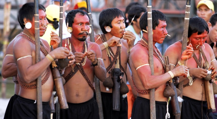 Matis Indian during Indigenous Games in Brazil in Porto Seguro
