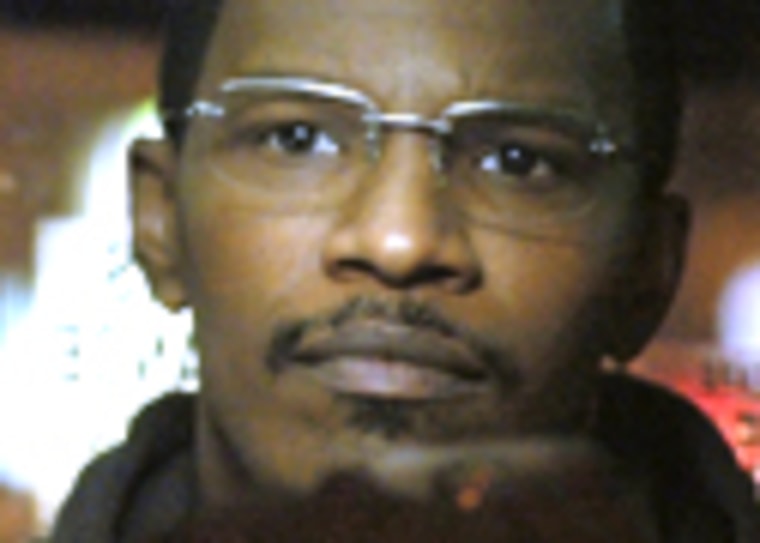 Actor Jamie Foxx in from a scene of the new thriller film Collateral