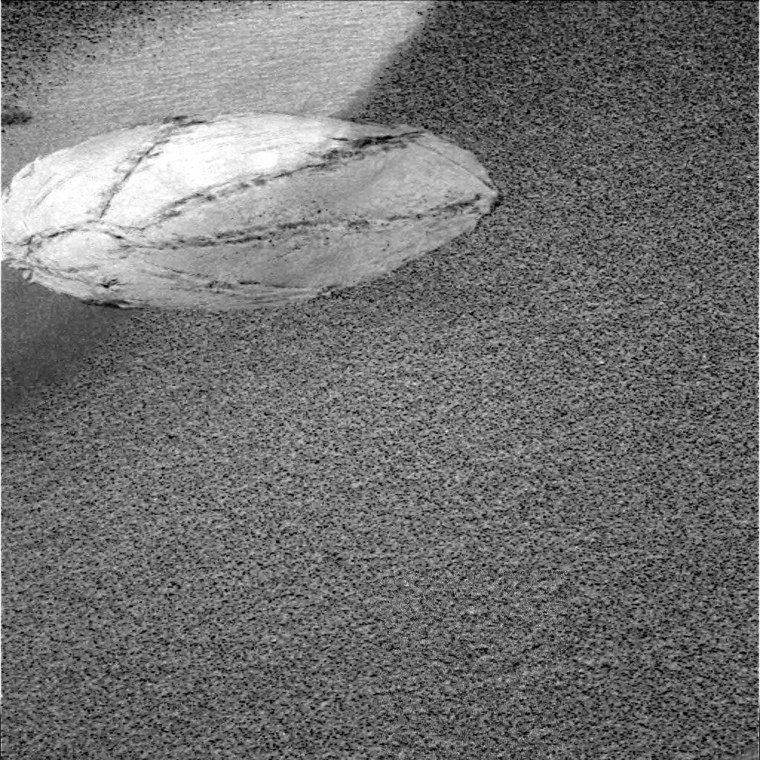 NASA JPL MARS OPPORTUNITY ROVER IMAGE SHOWING AIRBAG FOOTPRINT IN THE MARTIAN SOIL