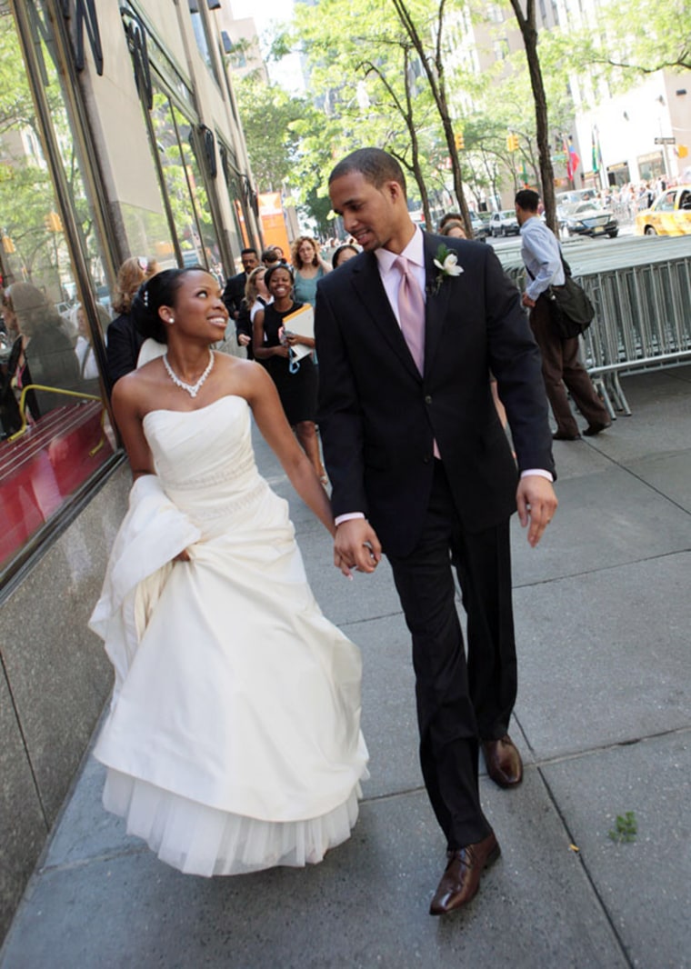 Image: LaDonna Bradford and Darnell Sugg on the set of the Today show wedding