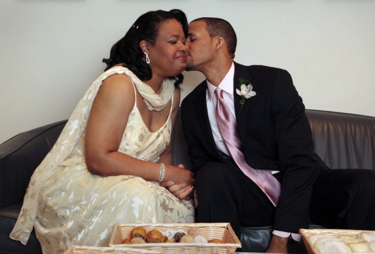 Image: LaDonna Bradford and Darnell Sugg on the set of the Today show wedding