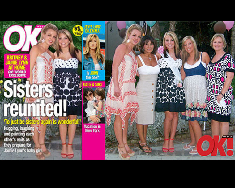 OK! magazine's exclusive photos showing Britney, Jamie Lynn, Lynne Spears, Casey's sister Ashley Aldridge and his mom Joyce Aldridge at the May 2 baby shower for Britney's little sister.