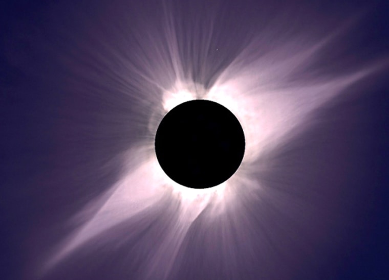 The sun's corona is a tenuous outer atmosphere composed of streams of energetic charged particles, but it is only easily seen from Earth during a total solar eclipse. For example, this 1991 image of totality from atop Mauna Kea, Hawaii forms a fleeting snapshot of the mysterious corona's beautiful, intricate structures and streams. However in space, instruments can use occulting disks to simulate eclipses and more readily monitor the corona beyond the sun's edge. Combined observations from the space-based SOHO UCVS and shuttle-borne Spartan 201 experiments have recently contributed to a major advance in understanding the high-speed component of the wind of particles in the corona. They reveal evidence for magnetic waves within the corona itself that push solar wind particles along, like an ocean wave gives a surfer a ride. Surprisingly, heavier charged particles can surf the magnetic waves faster - oxygen ions were found to achieve speeds of up to 500 miles per second, faster than the lighter hydrogen