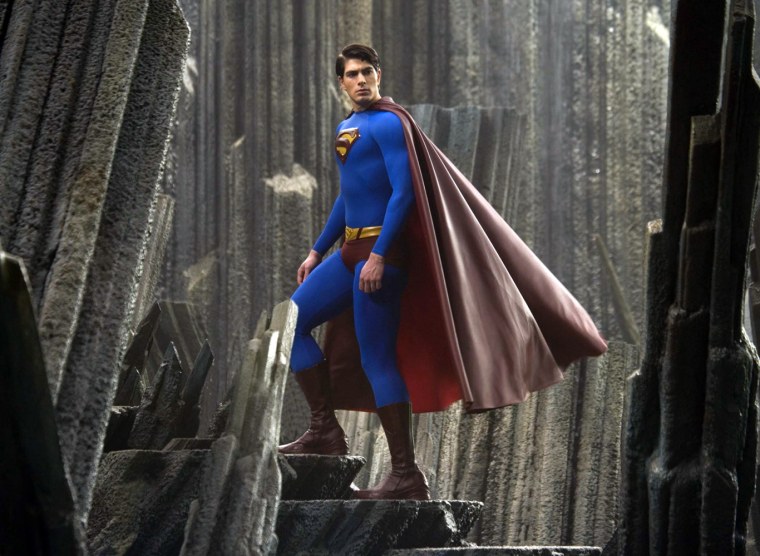 This undated file photo, originally supplied by Warner Bros. Pictures and Legendary Pictures, shows Brandon Routh in his title role in \"Superman Returns.\"  Imax viewers this summer will be prompted by an on-screen cue to put on and take off 3-D glasses for special sequences of \"Superman Returns,\"  according to Warner Bros. The film will be released June 30, 2006, in regular movie theaters as well as the Imax theaters. (AP Photo/Warner Bros. Pictures-Legendary Pictures, David James)