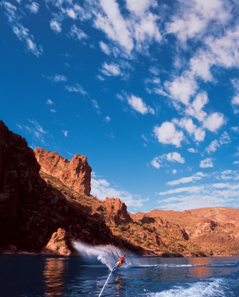 Spending a day on the water might not be the first thing you'd think about doing in Greater Phoenix. Yet several lakes are within a 90-minute drive of the city, offering water sports, boating, water skiing, swimming and all the breathtaking sights anyone could
