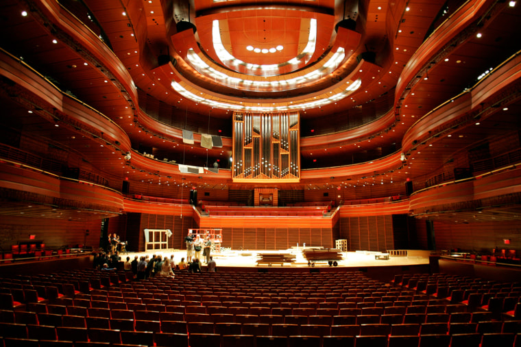 The cello-shaped 2,500-seat auditorium of the Verizon Hall at the Kimmel Ce...