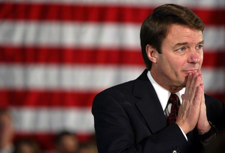 US PRESIDENTIAL CANDIDATE JOHN EDWARDS PAUSES WHILE CAMPAIGNING IN DAVENPORT IOWA