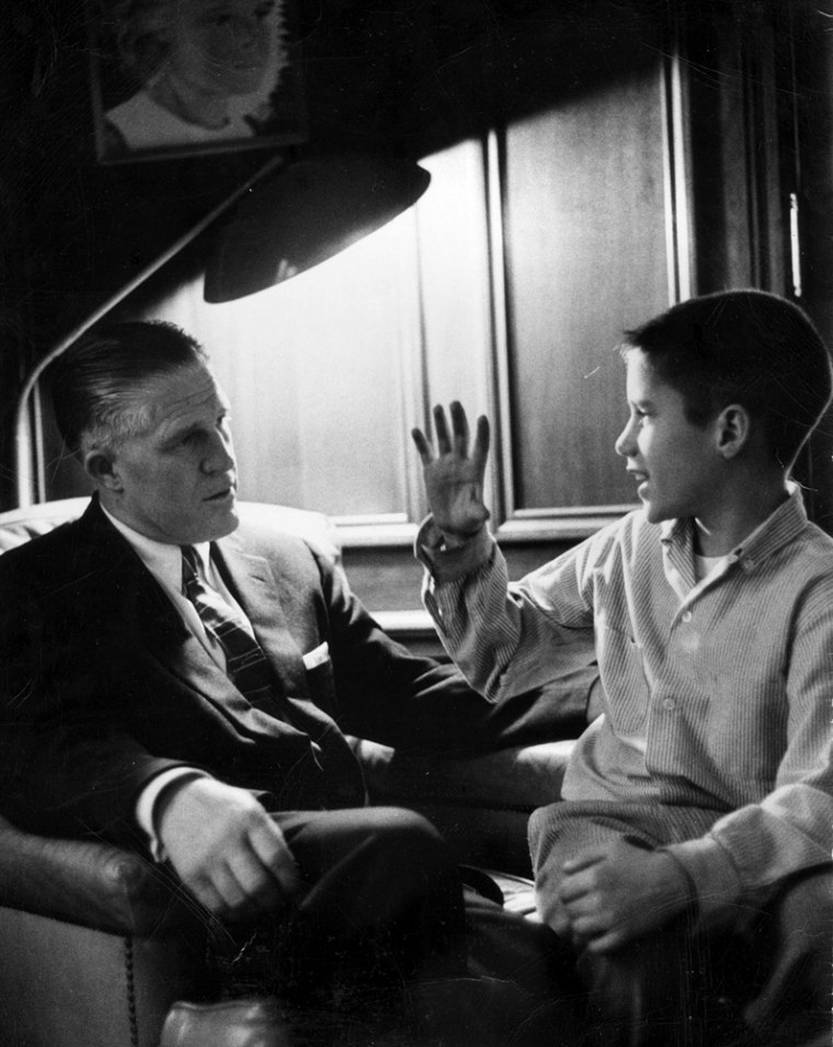 Mitt with his father, former Michigan Governor George Romney. Taken about 1957.