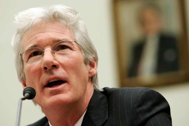 Gere testifies March 13, 2007, at a hearing before the House Foreign Affairs Committee in Washington. Gere called on Congress to push for Tibet's independence from China.