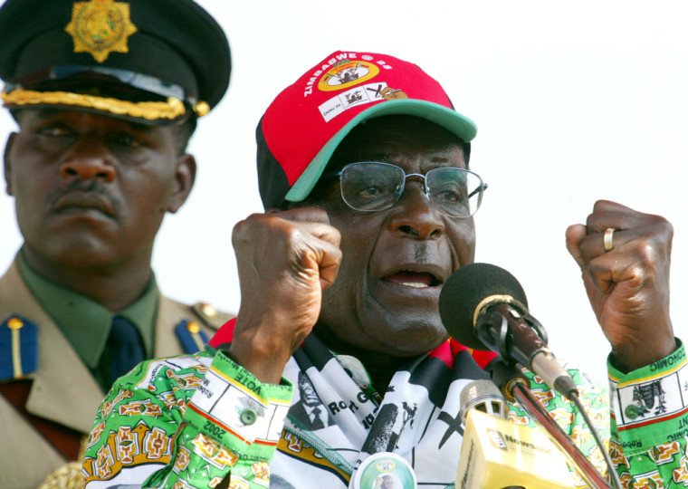 Zimbabwe President Robert Mugabe addresses supporters at an election rally in Harare, Zimbabwe