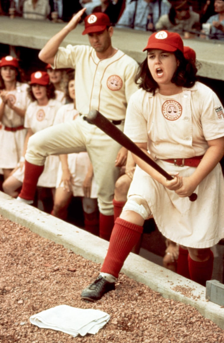 A LEAGUE OF THEIR OWN, Rosie O'Donnell, Tom Hanks, 1992. © Columbia Pictures/ Courtesy: Everett Collection.