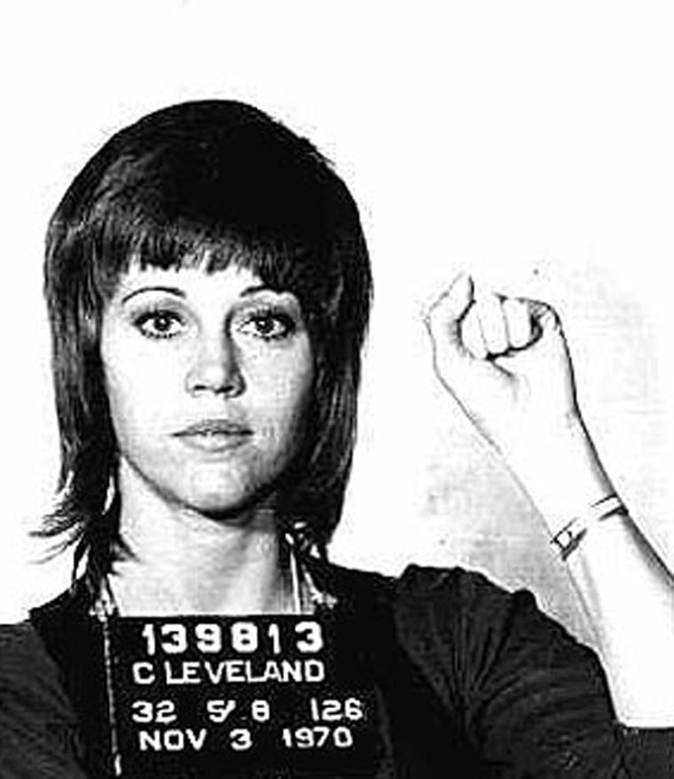 Actress and activist Jane Fonda was arrested in November 1970 in Cleveland, Ohio after getting into a scuffle with law enforcement officers at an airport. U.S. Customs agents busted Fonda, 32 at the time, for having over a hundred vials of pills in her possession. Charges were later dropped after it was found that some of the pills were vitamins and others were legally prescribed to her.