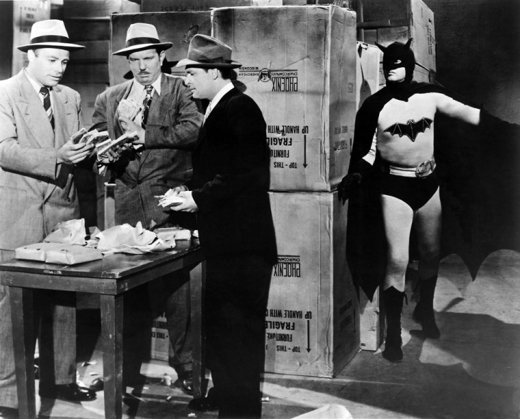 NEW ADVENTURES OF BATMAN AND ROBIN, Robert Lowery, (as Batman), etc, 1949.