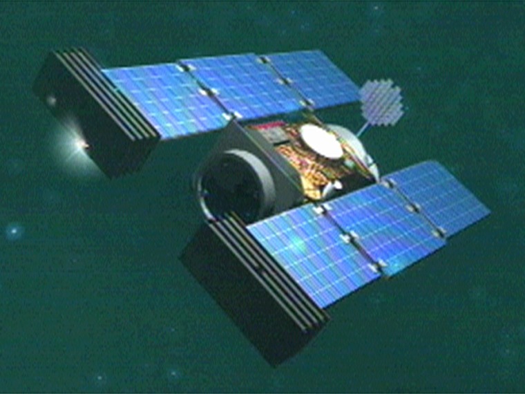 The Stardust spacecraft, shown in this artist's conception, is on its way back toward Earth to drop off a capsule containing samples from a comet as well as interstellar dust.