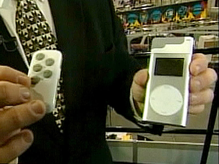 This remote control unit from Griffin Technology plugs into iPods and costs under $40.