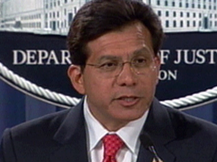 The Justice Department is looking into whether Attorney General Alberto Gonzales, seen here at Monday's resignation announcement, made intentionally false, misleading or inappropriate statements.