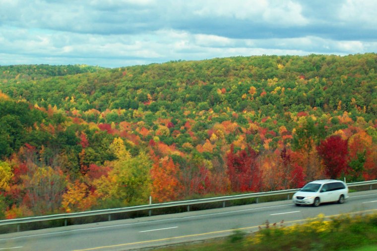 I took this photo along Hwy 80 in Pennsylvania on October 6, 2006. We drove from Columbus, Ohio, to Wappingers Falls, New York that day (my sister's wedding was on the 7th). We could not have asked for better scenery!