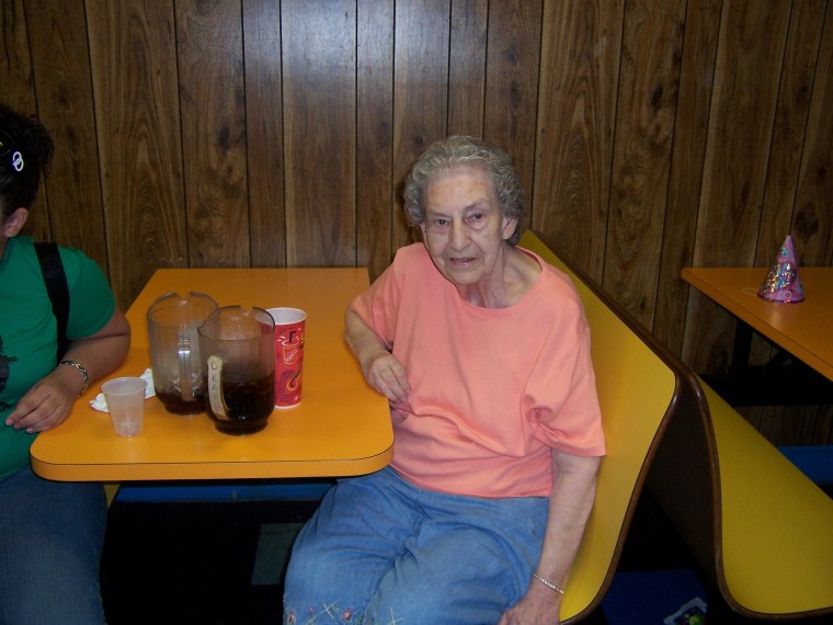 This is a picture of my mom, Helen L. McDaniel made in March at my granddaughters birthday.