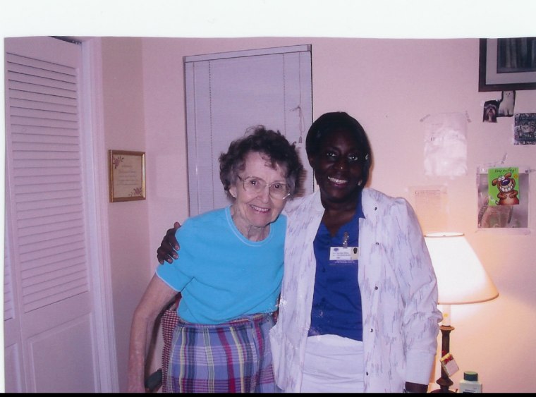 Our mom Barbara Hummon and her caregiver our angel Lorraine Moore.