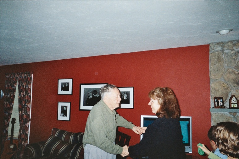 Dad loves to dance, here he is dancing with my sister at a family birthday party.