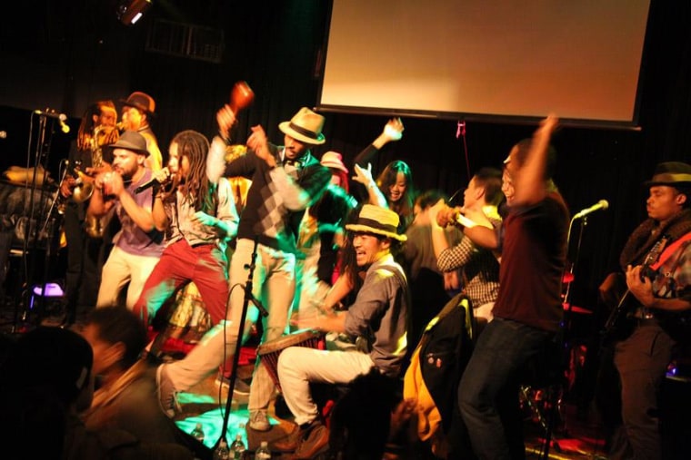 Brown Rice Family performs at their \"Latin Goes Ska\" release party in April 2014.
