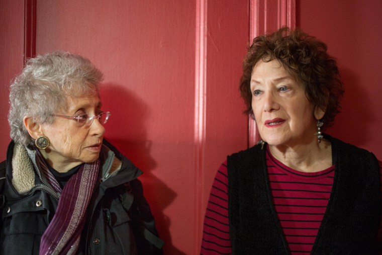 Image: Adjunct professor Marcia Newfield, left, and Tenured professor Rosalind Petchesky.