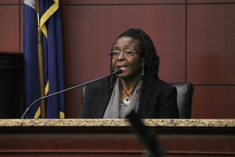 Image: Kathrine Stinney Robinson, 79, sister of George Stinney, testifies during the hearing Tuesday, Jan. 21, 2014, at the Sumter County Judicial Center in Sumter, S.C.