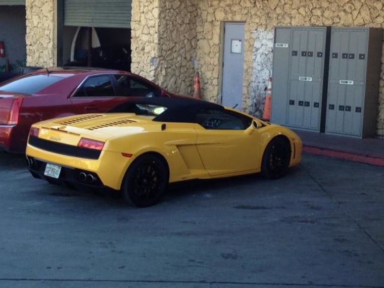 The yellow Lamborghini singer Justin Bieber was arrested in on suspicion of drag racing and DUI