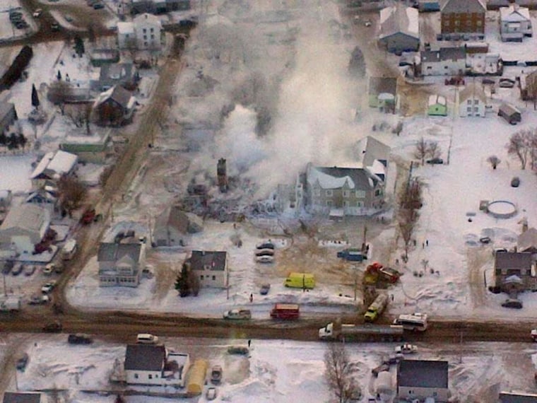 Image: Aerial view of senior complex in Quebec after a fire on Jan. 23, 2014.