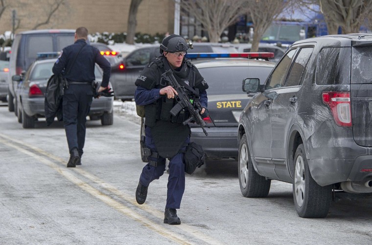 Image: Maryland State Police patrol the Columbia Mall after a fatal shooting on Saturday.