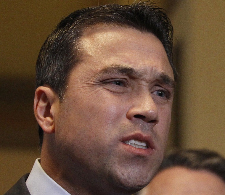 Image: U.S. Representative Grimm talks to media on Capitol Hill in Washington in file photo