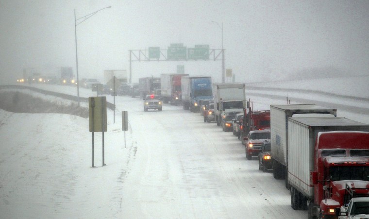 Image: Traffic stands still in St. Joseph, Mo.