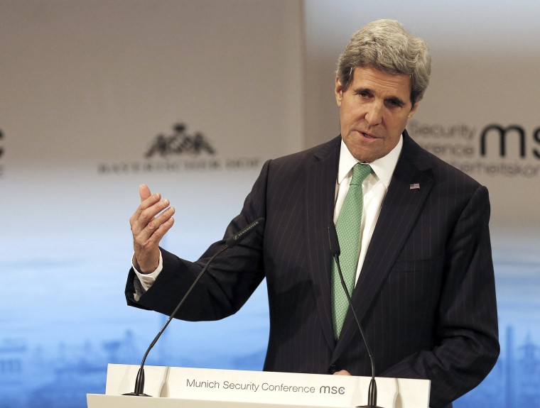 Secretary of State John Kerry addresses the Munich Security Conference on Saturday.