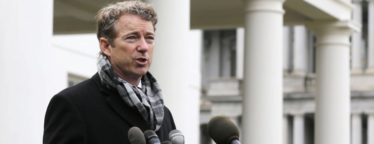 Image: U.S. Rep. Paul speaks outside the White House after President Obama announced the first five \"Promise Zones,\" as a way to create jobs, in Washington