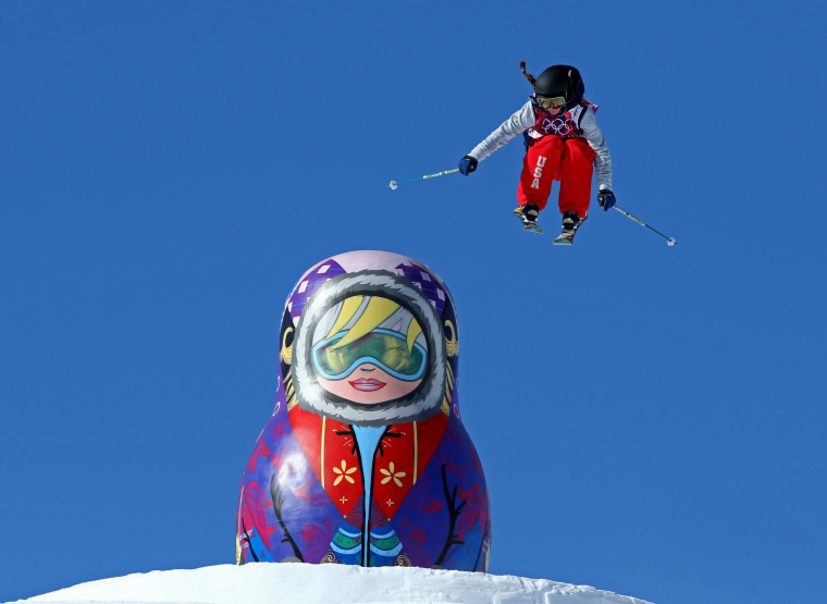 Image: Keri Herman of the United States practices during a Ski Slopestyle official training session