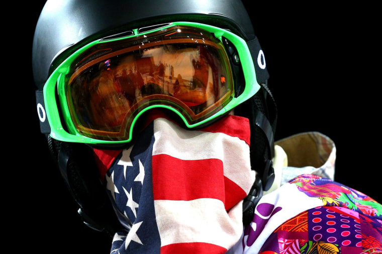 Shaun White of the United States looks on after a practice run before the Snowboard Men's Halfpipe Finals on day four of the Sochi 2014 Winter Olympics at Rosa Khutor Extreme Park on Feb. 11.
