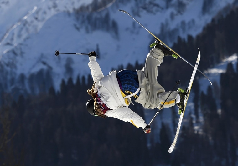 Image: Sweden's Henrik Harlaut performs jump during men's freestyle skiing slopestyle qualification round at 2014 Sochi Winter Olympic Games in Rosa Khutor